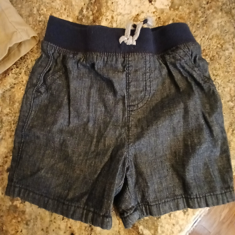 Stylish Denim Shorts with Navy Waistband
